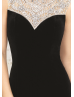 Beaded Jersey Keyhole Slit Evening Dress